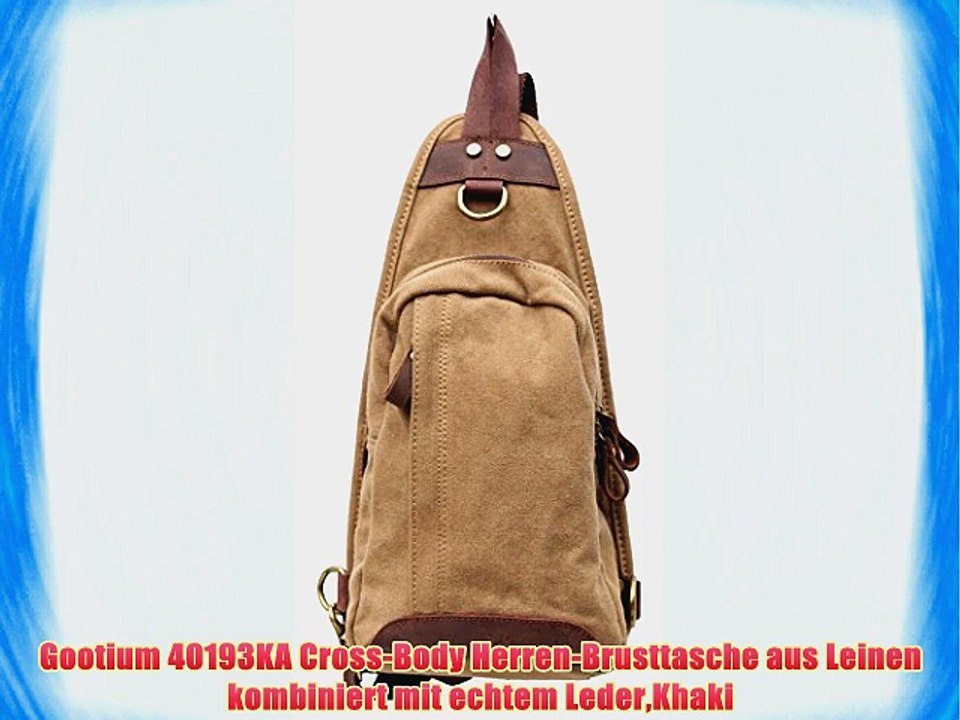 Gootium 40193KA Cross-Body Herren-Brusttasche aus Leinen kombiniert mit echtem LederKhaki