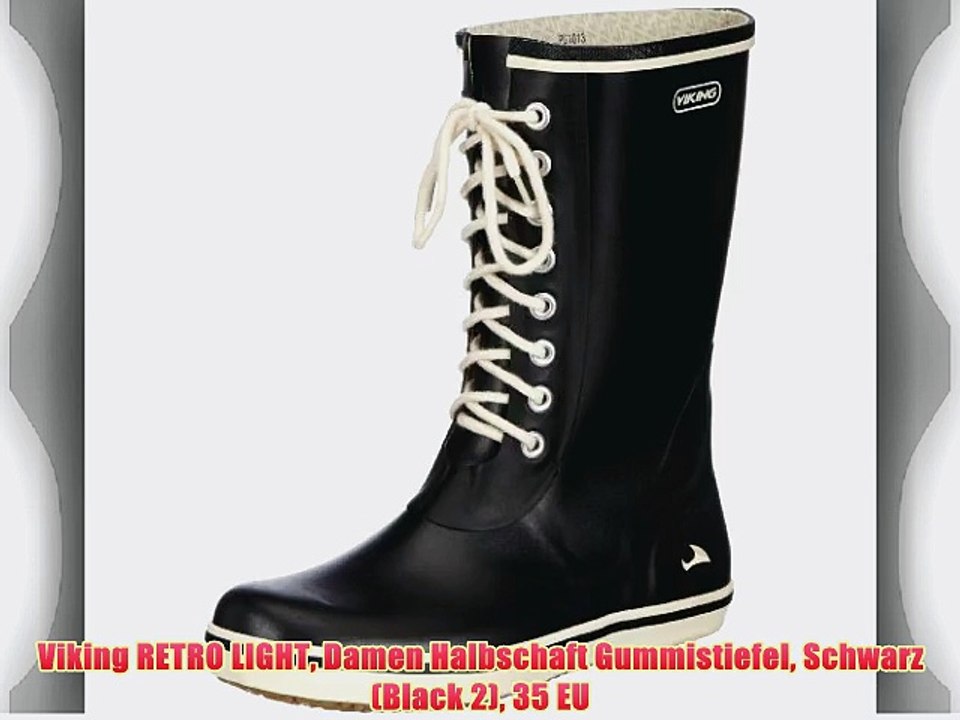 Viking RETRO LIGHT Damen Halbschaft Gummistiefel Schwarz (Black 2) 35 EU