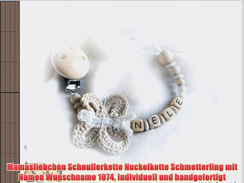 Mamasliebchen Schnullerkette Nuckelkette Schmetterling mit Namen Wunschname 1074 individuell