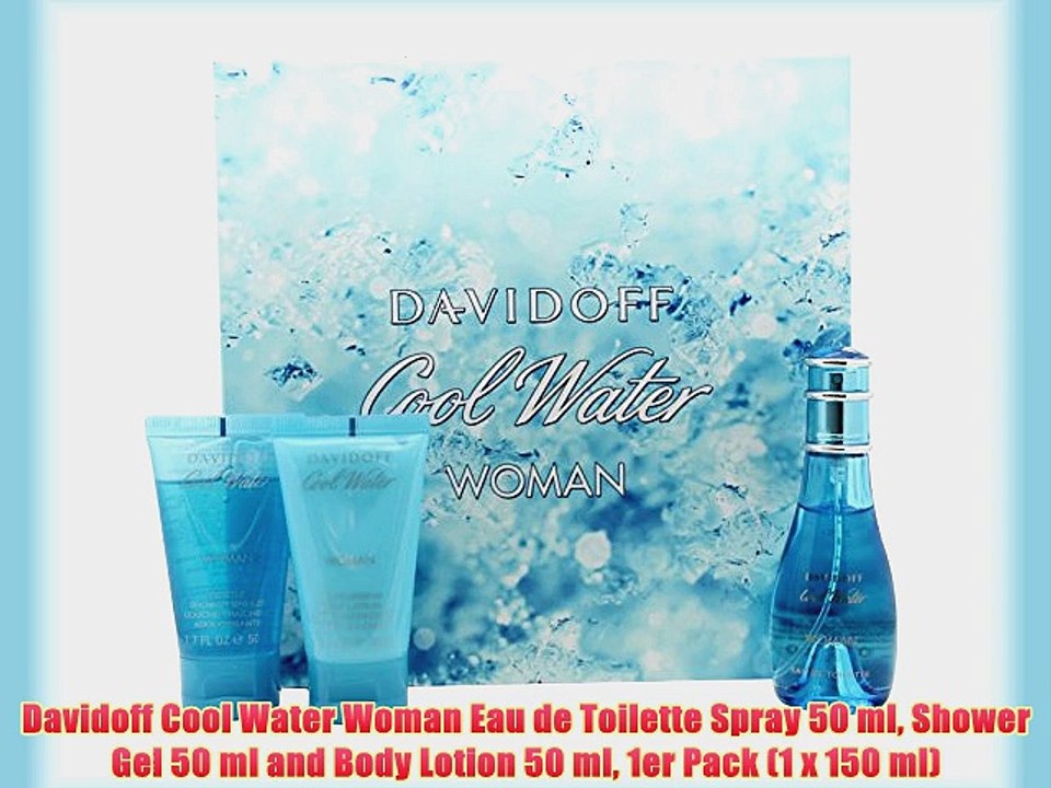 Davidoff Cool Water Woman Eau de Toilette Spray 50 ml Shower Gel 50 ml and Body Lotion 50 ml