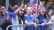 Fans shout out their favorite players at the USWNT parade