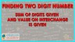 Finding two digit number whose sum of digits given and value on interchange of digits is given