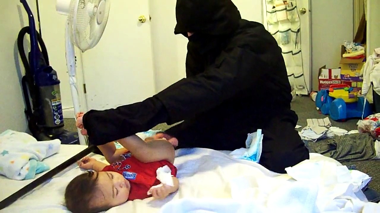 Ninja Changes Babys Diaper