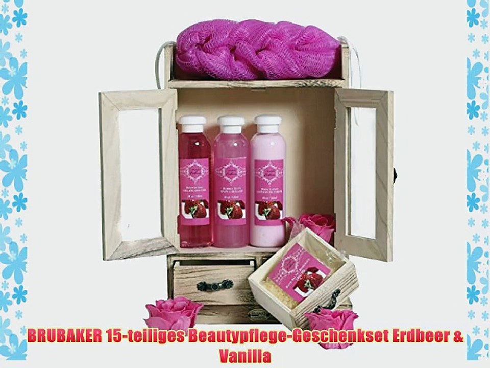 BRUBAKER 15-teiliges Beautypflege-Geschenkset Erdbeer