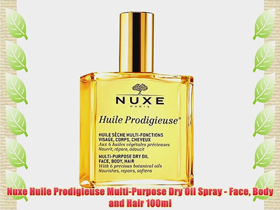 Nuxe Huile Prodigieuse Multi-Purpose Dry Oil Spray - Face Body and Hair 100ml