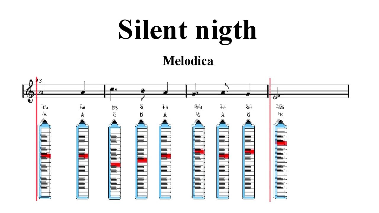 Melodica Notes Tutorial Christmas song Silent night (Sheet music Guitar chords) video