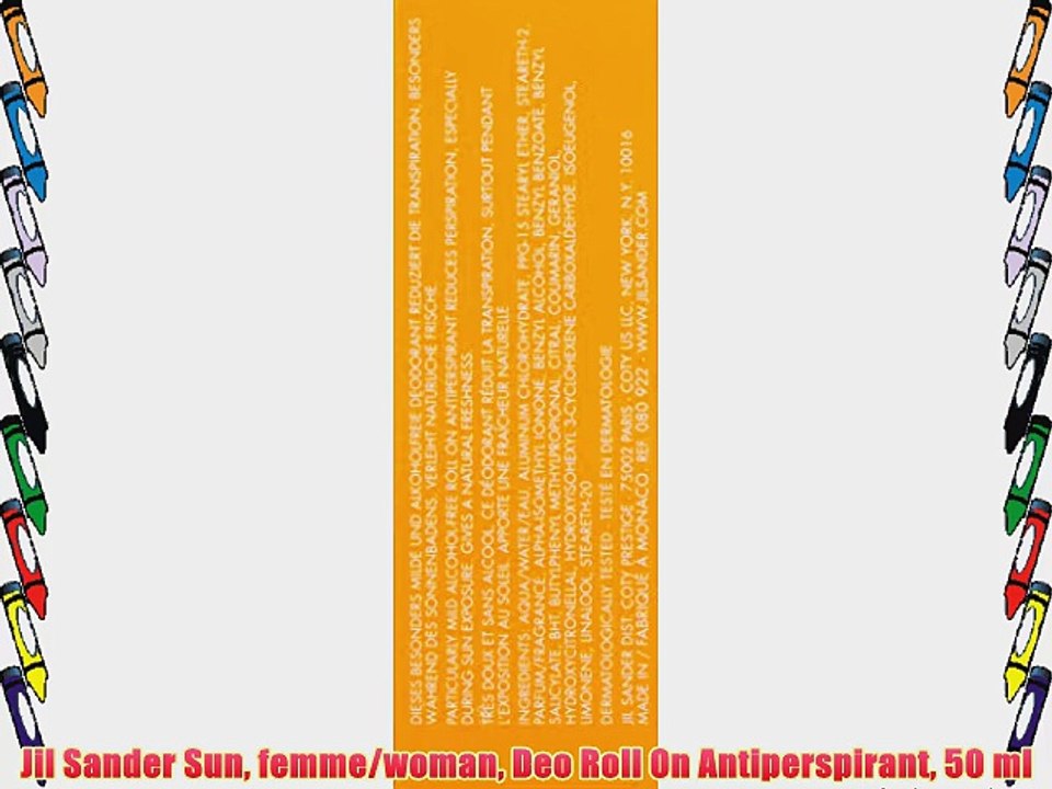 Jil Sander Sun femme/woman Deo Roll On Antiperspirant 50 ml