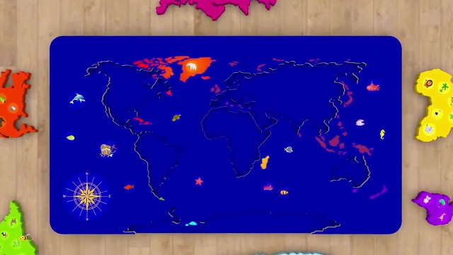 Cartoons for babies Geography World map for kids Learn 6 continents in English
