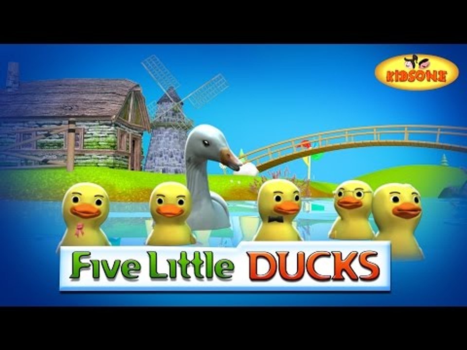 Five Little Ducks 3D Animation Nursery Rhyme With Lyrics | 5 Little Ducks Rhymes Songs For Kids