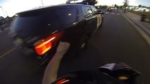 POLICE CHASE Motorcycle Puts STICKER On COP CAR Big Bike CRASH INSTANT KARMA Running From COPS 2015