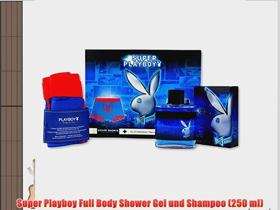 handverpacktes M?nnerset Blue Man inklusive Playboy Pflegeprodukten plus Boxershorts und Fleeceschal