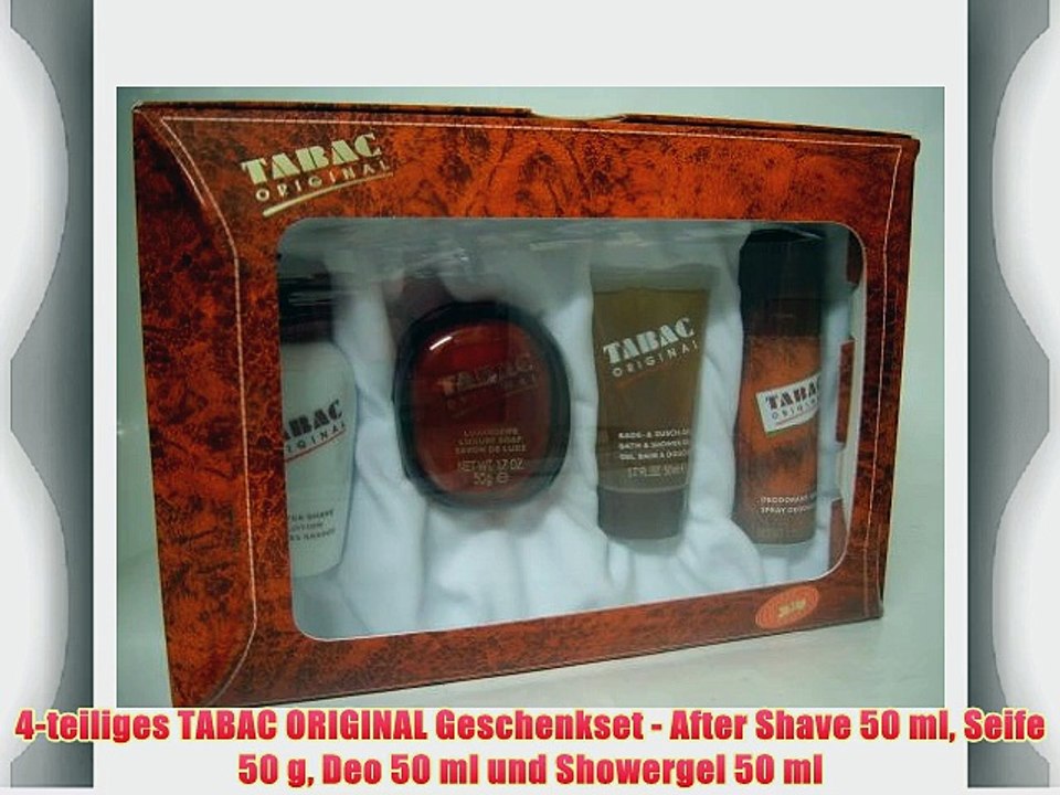 4-teiliges TABAC ORIGINAL Geschenkset - After Shave 50 ml Seife 50 g Deo 50 ml und Showergel