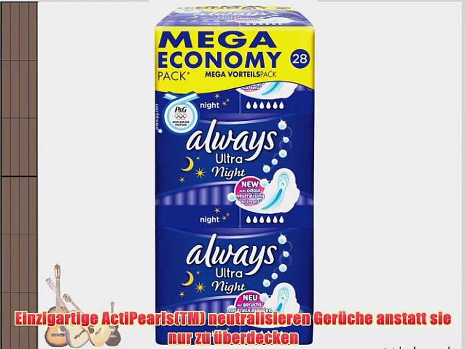 Always Ultra Night Binden mit Fl?geln und  geruchsneutralisierenden ActiPearls(TM) Night mit
