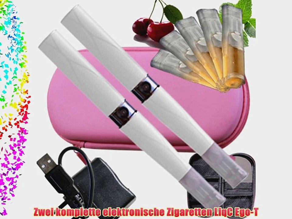Elektrische Zigarette LiqC Lady Line EgoT / Ego-T Weiss - Doppel Set im Etui Pink mit Schminckspiegel