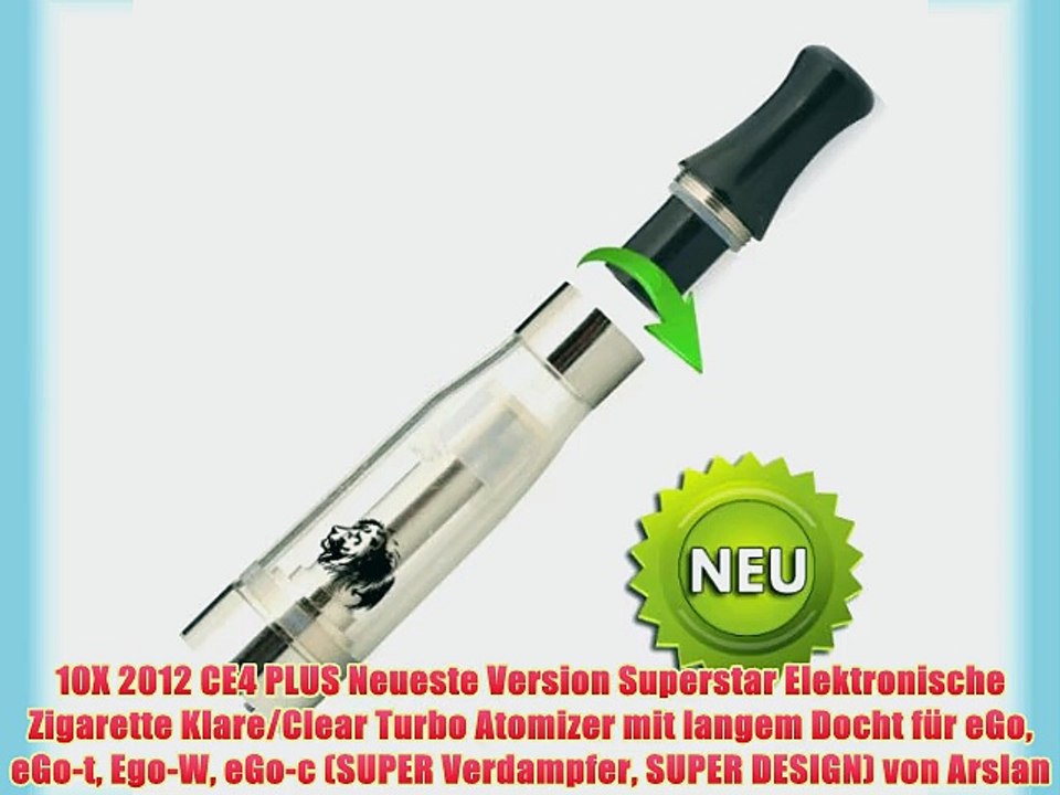 10X 2012 CE4 PLUS Neueste Version Superstar Elektronische Zigarette Klare/Clear Turbo Atomizer