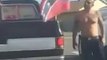 Guy ripped confederate flag off a truck in the middle of traffic!