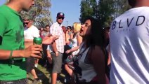 Big Drunk Girl Fights Crowd And Gets Knocked Out