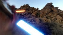 Combat entre un Jedi et des stormtroopers, filmé à la GoPro