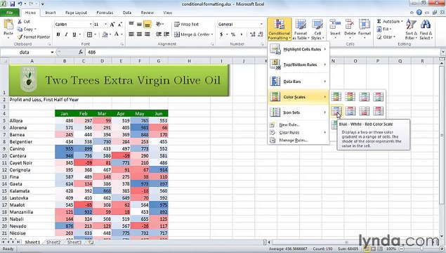 MS Excell Using conditional formatting