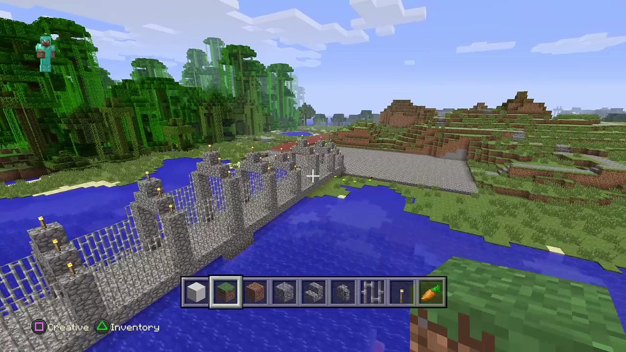 Minecraft: PS4  trails house bridge over veiw work in progress