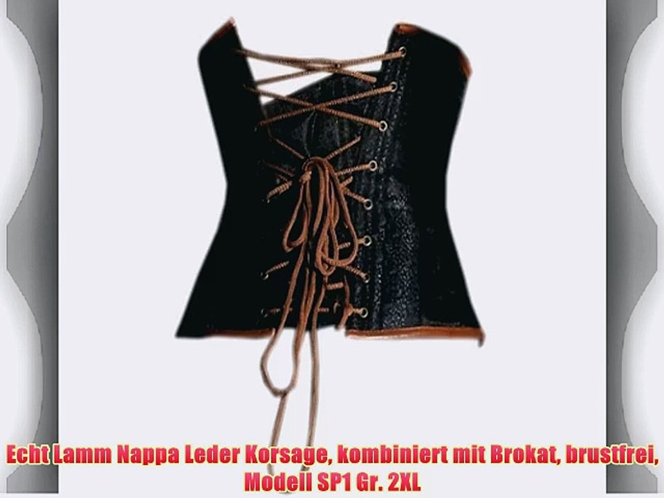 Echt Lamm Nappa Leder Korsage kombiniert mit Brokat brustfrei Modell SP1 Gr. 2XL