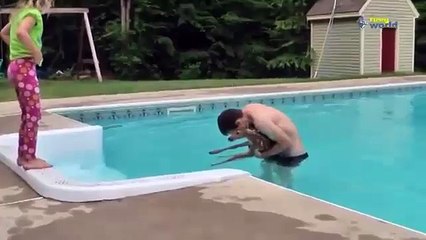 Baby Deer Falls Into The Pool