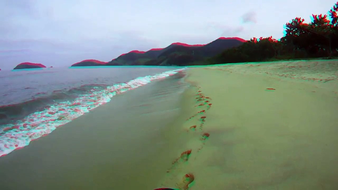 Praia do Puruba em 3D, visão com óculos em terceira dimensão, Ubatuba, SP, Brazil, 1 - 3D,  (13)