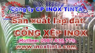 Cổng xếp inox 304, INOX TINTA, mẫu cổng xếp inox 304, cổng xếp điện inox 304, cổng xếp inox 304 chạy điện, Cổng xếp inox