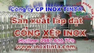 Cổng xếp inox 304, INOX TINTA, mẫu cổng xếp inox 304, cổng xếp điện inox 304, cổng xếp inox 304 chạy điện, Cổng xếp inox