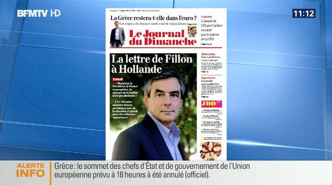 BFM TV : La lettre de François Fillon au Président de la République François Hollande