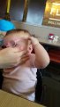 Reaction of a baby who sees clearly with glasses