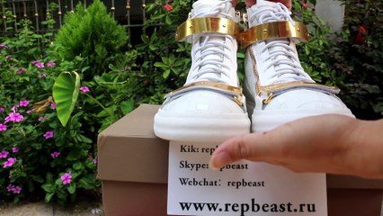 Giuseppe Zanotti White Croc High Top Double Gold-Bracelet Zip Kanye Sneaker