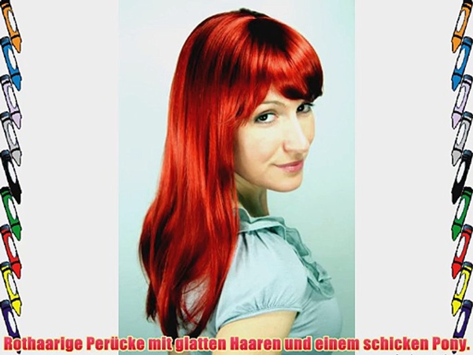 Rothaarige glatte Per?cke schicker Pony 6310-137 50cm
