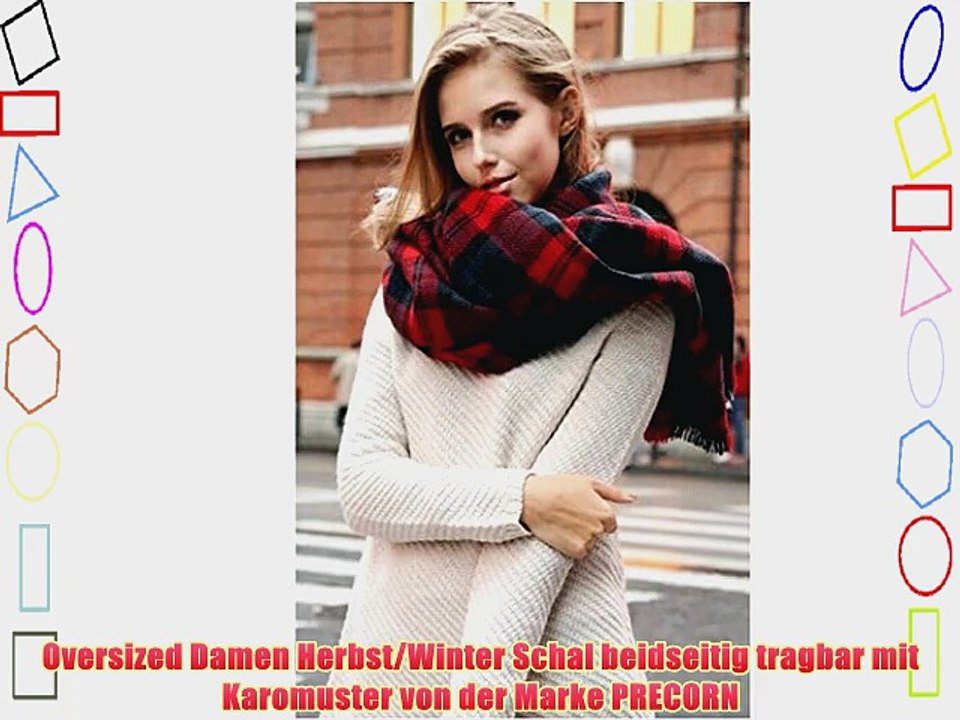Oversized Damen Herbst/Winter Schal beidseitig tragbar mit Karomuster von der Marke PRECORN