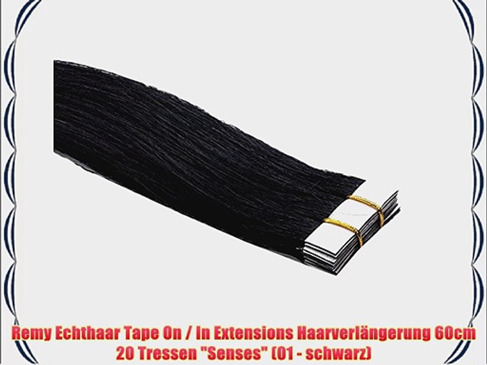 Remy Echthaar Tape On / In Extensions Haarverl?ngerung 60cm 20 Tressen Senses (01 - schwarz)