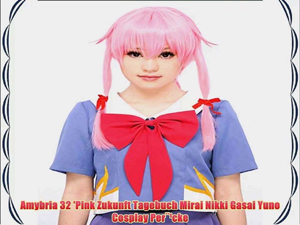 Amybria 32 'Pink Zukunft Tagebuch Mirai Nikki Gasai Yuno Cosplay Per??cke
