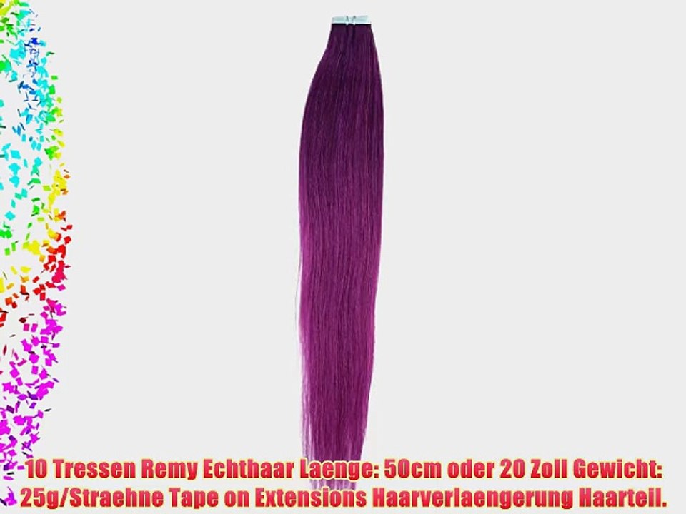 Beauty7 Tape In Extensions Echthaar 50 cm lang Remy Tape Haarverlaengerung Set 10 Tressen 25g