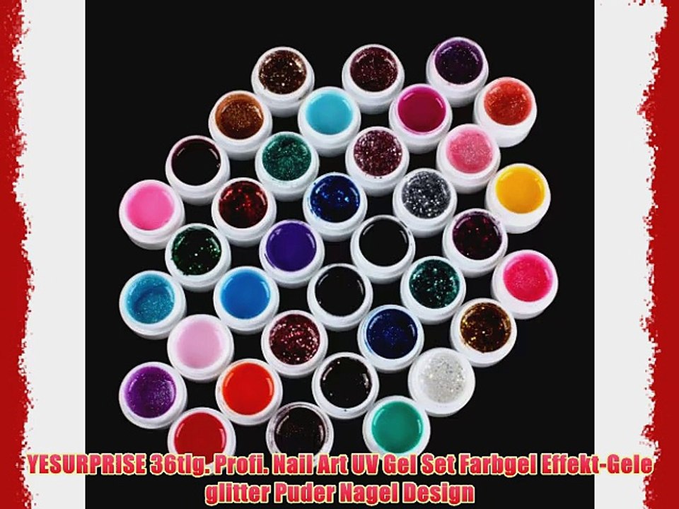 Yesurprise 36tlg Profi Nail Art Uv Gel Set Farbgel Effekt Gele Glitter Puder Nagel Design Video Dailymotion