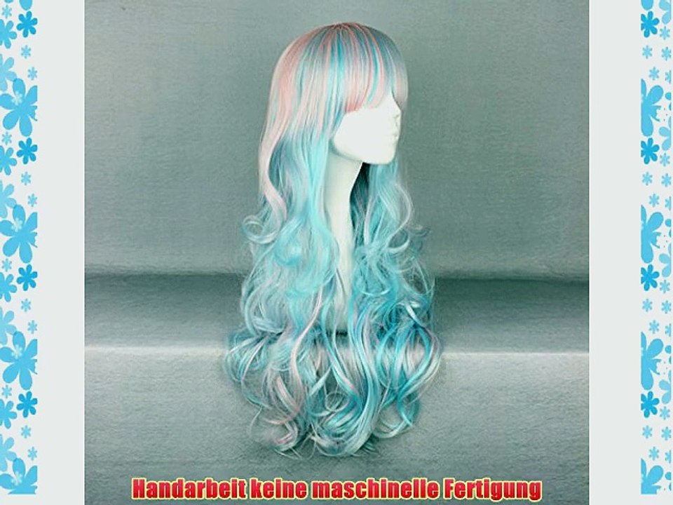 Ladieshair Cosplay Per?cke blau rosa farbmix 65cm