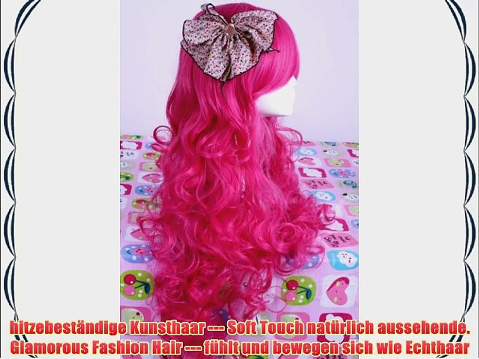 L-email wig?Damen 70cm langen rosa My Little Pony Pinkie Pie gewellte Per?cke Rw148  free Per?cke