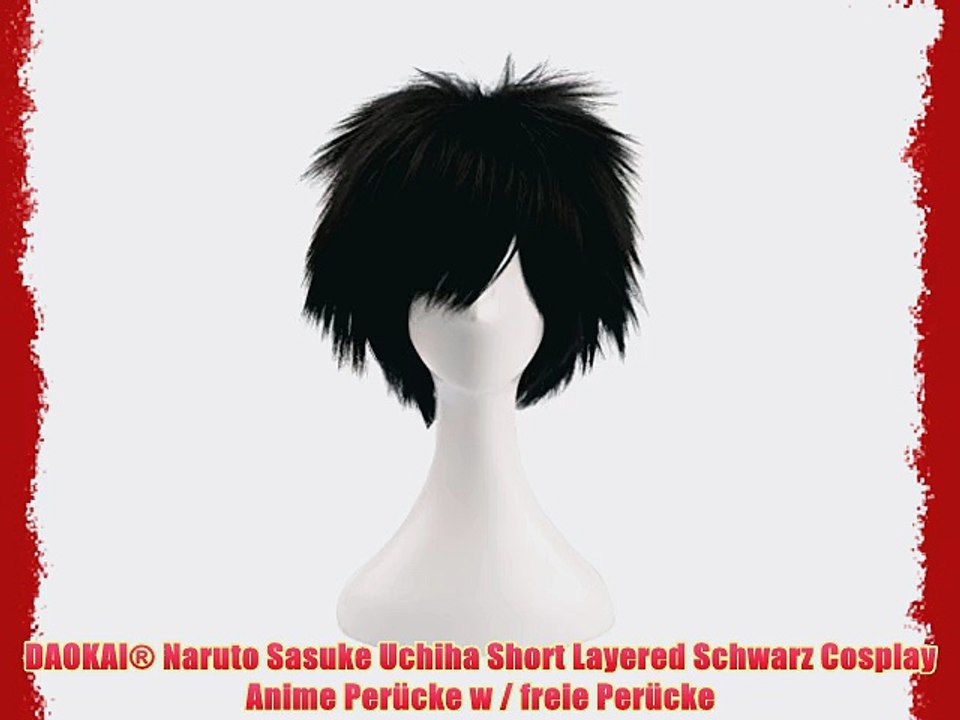 DAOKAI? Naruto Sasuke Uchiha Short Layered Schwarz Cosplay Anime Per?cke w / freie Per?cke