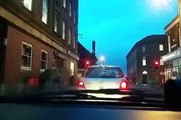 Idiot drives wrong way down a one way street