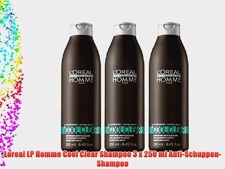 Loreal LP Homme Cool Clear Shampoo 3 x 250 ml Anti-Schuppen-Shampoo