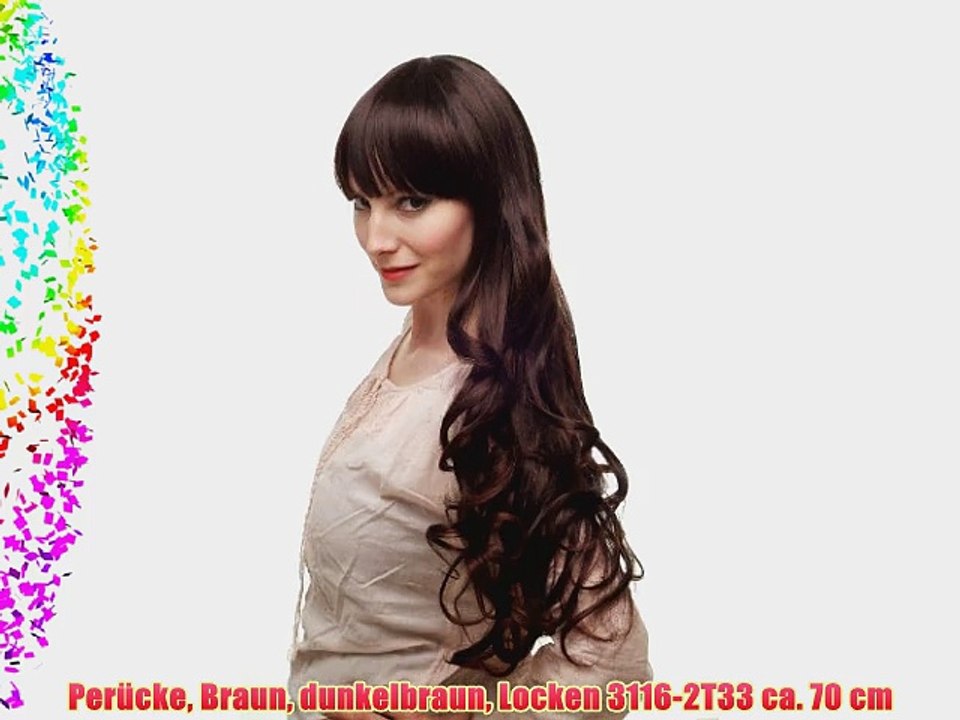 Per?cke Braun dunkelbraun Locken 3116-2T33 ca. 70 cm
