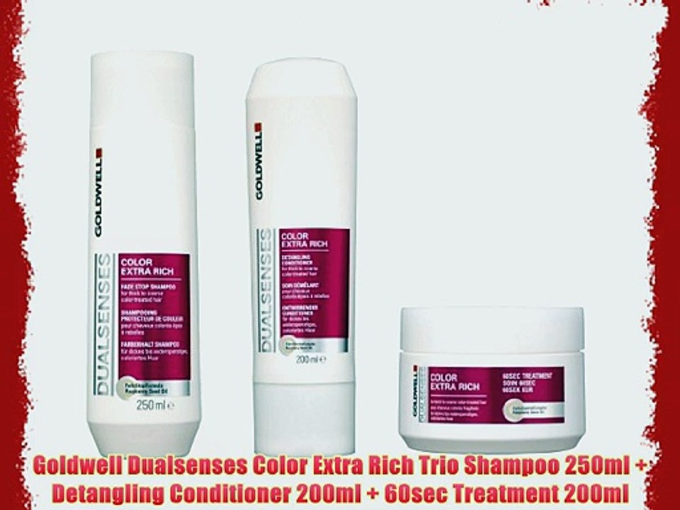 Goldwell Dualsenses Color Extra Rich Trio Shampoo 250ml   Detangling Conditioner 200ml   60sec