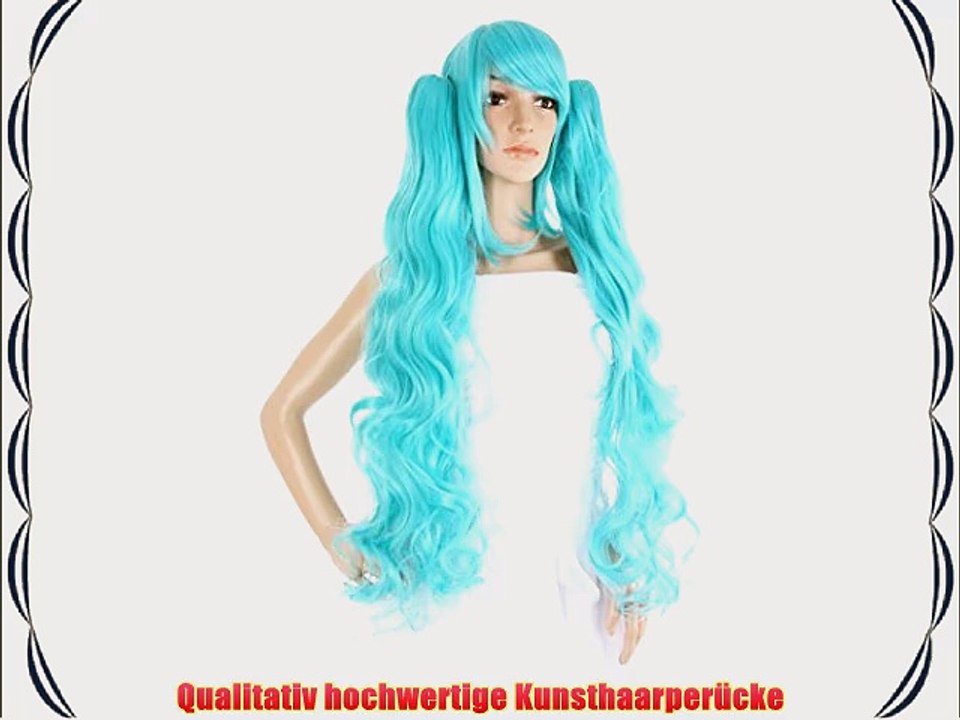 Per?cke cosplay Vocaloid Hatsune Miku t?rkis ca. 75cm lang mit 2 einclipbaren Haarteilen -