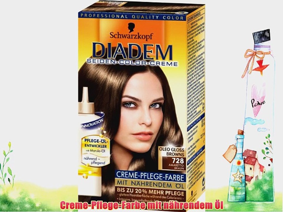 Schwarzkopf Diadem Seiden-Color-Creme 728 Amarettobraun Oleo Gloss Browns Stufe 3 3er Pack