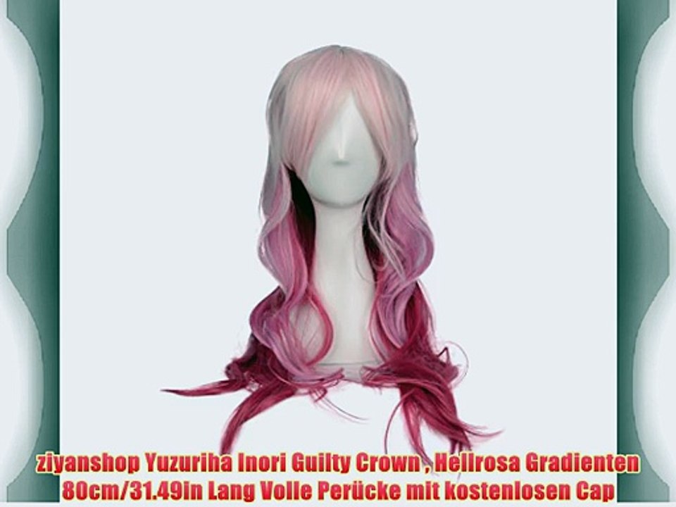 ziyanshop Yuzuriha Inori Guilty Crown  Hellrosa Gradienten 80cm/31.49in Lang Volle Per?cke