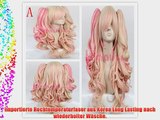 L-email Lange Mixed Rosa / blonde Anime Lolita Klipp auf Pferdeschwanz Wellig Lattich-Per?cke