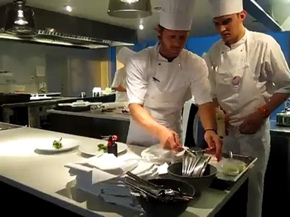 Michelin head chef Rasmus Kofoed in the kitchen of Geranium (Copenhagen)